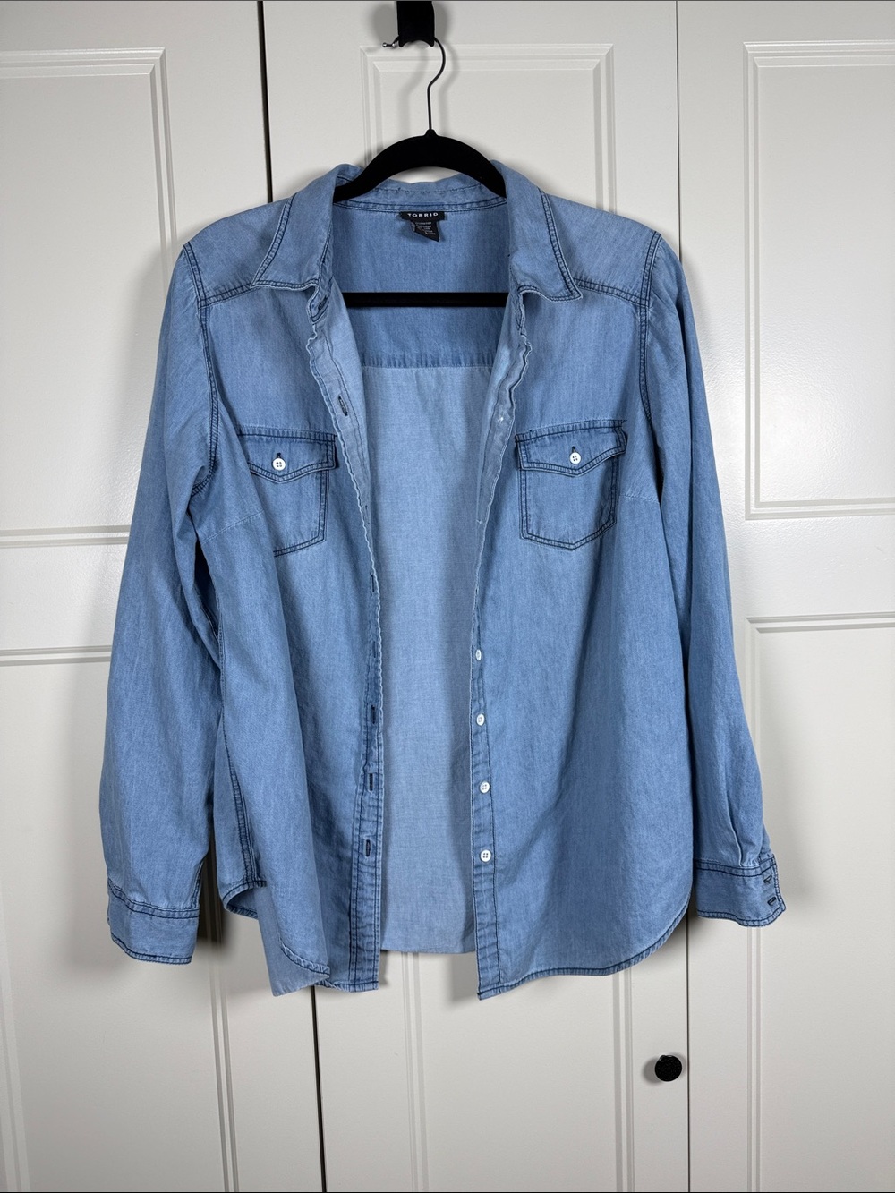 torrid Light Blue Denim Button-Down Shirt